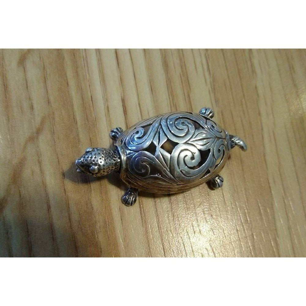 Jezlaine Sterling Silver 925 Turtle Pin Brooch Nature Gift